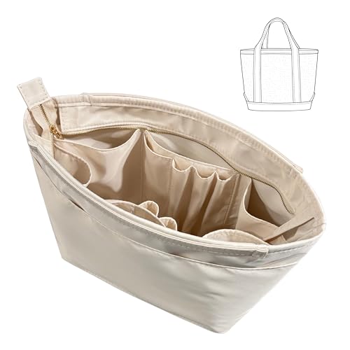 Divitize Luxe Waterproof Nylon Organizer compatible with Tote Bag Organizer Insert Perfect Fit Full Coverage & Secure Top Cover No Bulky +24 Colors (Beige Medium)