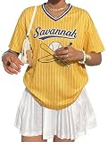 Baseball Shirts for Women Oversized Game Day Baseball Fan Jersey Shirts Game Day Jersey