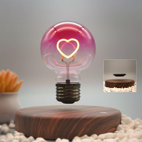 Funtastech Levitating Lamp Magnetic Levitation Ambient Lighting Led Night Light Bulb with Floating Display Stand Tray for Plants, Toys, Ornaments, Home Office Table & Room Desk Decor, Cool Tech Gifts