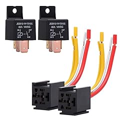 Ehdis 2 Pezzi Relè Universale con Imbracatura di Socket 4 Pin 80A 12V On/off normalmente Aperto SPST 4 Contatti Relè per Heavy Duty Auto, Camion, Motociclo, Barca