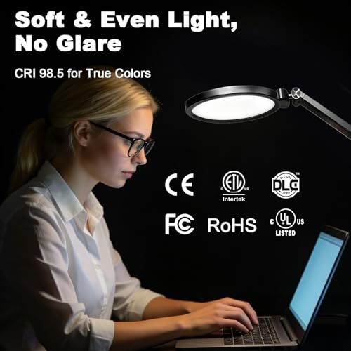 NS Pro LED Desk Lamp with Remote Control, Eye-Caring CRI95+ Dimmable Light, 3000K–6000K Adjustable CCT, Flexible Angle, Clamp or Base Mount, Memory Function Desk Lamp for Office, Reading & Video Calls by NS - Image 4