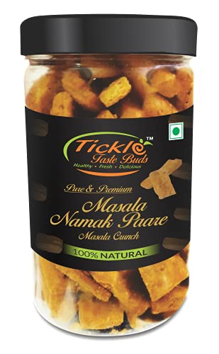 Feast on Traditional Holi Foods and Drinks 20 Tickle Taste Buds - Namak Masala Pare Snacks Jar (Mild Spicy Crun...
