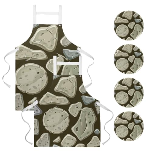 Lot de 2 tabliers de cuisine gris multicolore pour restaurant