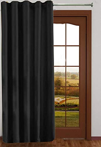 Exporthub 1 Piece Plain Eyelet Polyester Window Curtain - 5ft, Black