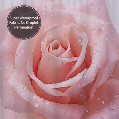Rideau de douche anti moisissure imperméable avec ourlet lesté rose - 6