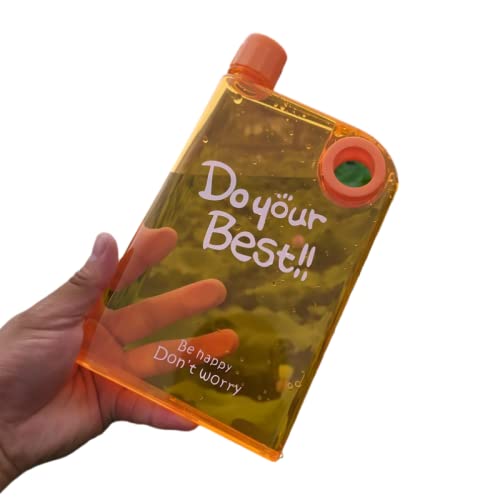 WXTRE Botella de Agua Botella de Agua de plástico Plana de tamaño de Papel A5, portátil, Taza, Libre de BPA, Tipo de Libro, hervidor Deportivo, Botella de Agua Simple Cuadrada A Prueba de Fugas Cover