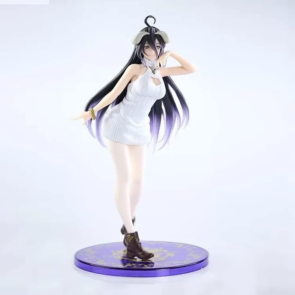 Albedo Figure Maglione Albedo Anime Figura PVC Modello Statua Personaggio dei cartoni animati Ragazza Action Figurine Fan Scultura da collezione Regalo di compleanno Ufficio Casa Ornamenti 18 cm
