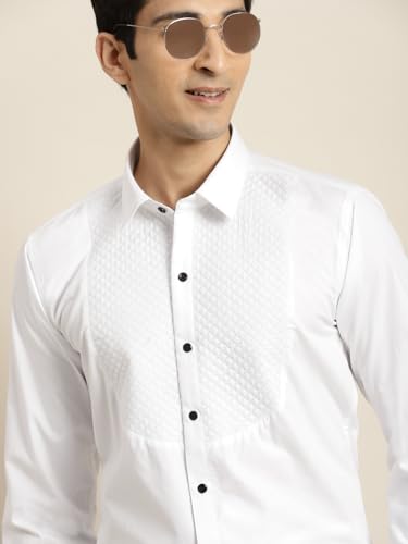 Image of Hancock Men White Pure Cotton Slim Fit Formal Shirt(5444White)
