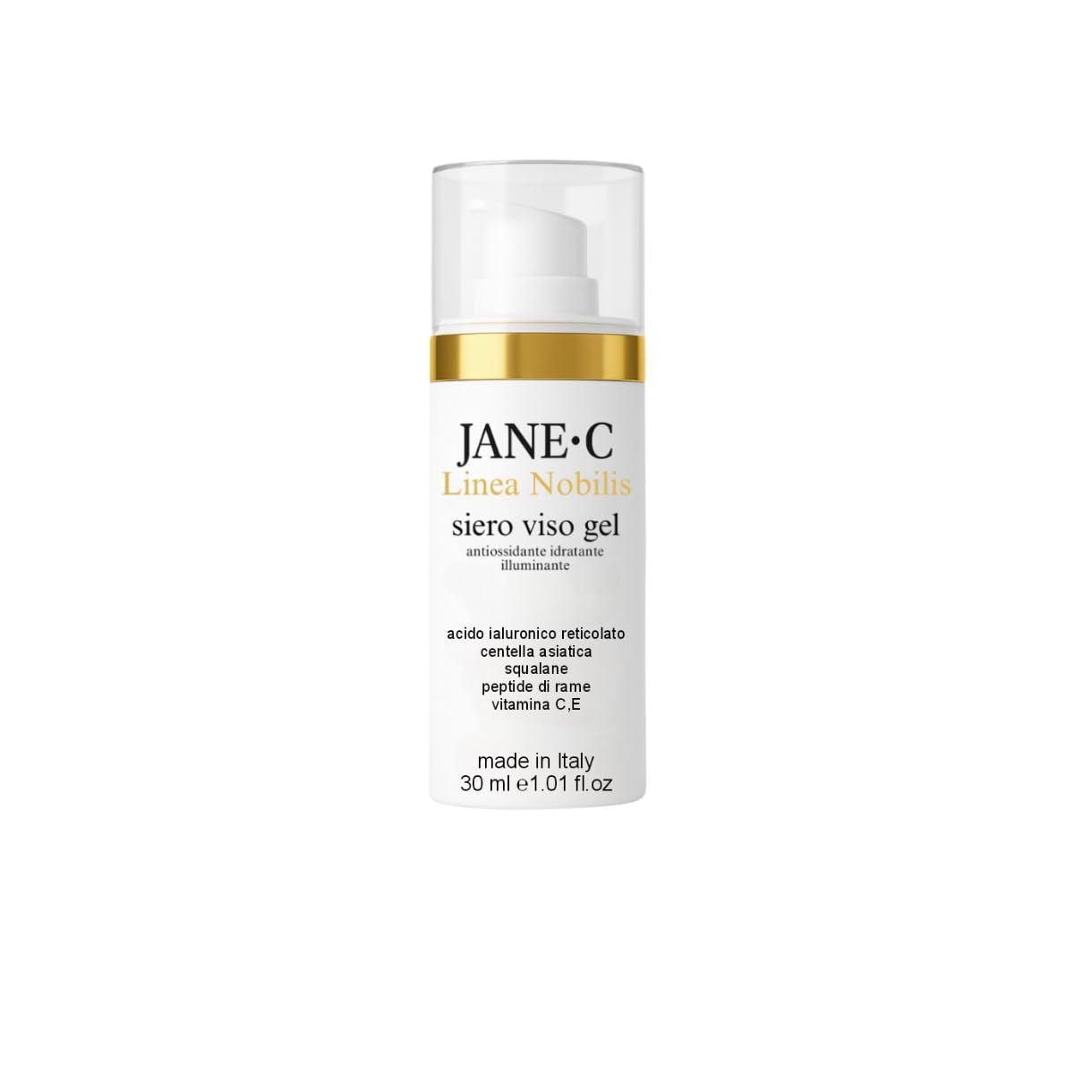 JANE·C Siero Viso Gel Antiage e Antimacchia con Centella asiatica, Peptidi, vitamina C,E .Per pelle mista e grassa |Skincare coreana seboregalatore| Prodotto in Italia| 30 ml