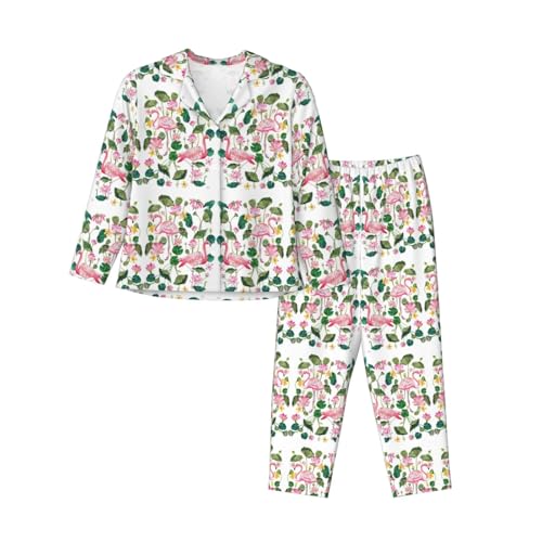 Pyjama flamant rose à manches longues, le cadeau idéal de nuit pour femme