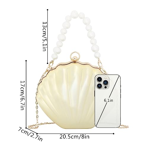 Image of Women Seashell Evening Bag Purse Mermaid Chain Strap Clutch Handbag Shoulder Bag | Seashell