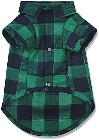 Ctilfelix Dog Shirt Plaid Puppy Clothes for Small Medium Large Dogs Cats Boy Girl Kitten Soft Pet T-Shirt Breathable Tee Outfit Adorable Grid Apparel Thanksgiving [Green#1; XL]