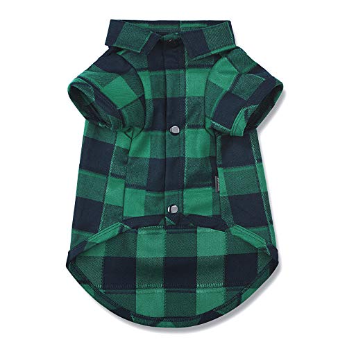 Ctilfelix Dog Shirt Plaid Dog Clothes for Small Dogs Cats Puppy Boy Girl Soft Pet Polo T-Shirt Breathable Cat Shirt Clothes Tee Adorable Halloween Thanksgiving [Green#1; 2XL]