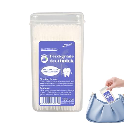 Mppchhn Palillos de Dientes con Sabor | Palillos De Doble Punta Aromatizados | 100 Piezas Quita Manchas Cuidado Bucal Para Espinas De Pescado Para Mujeres Hombres Adolescentes Adultos Mayores Acampada