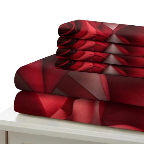 Housse de couette hypoallergénique lit simple fleur rouge - 6