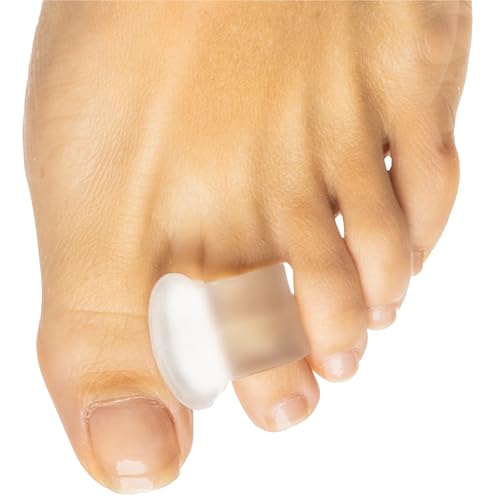 zentoes gel toe separators for overlapping toes bunions big toe alignment corrector and spacer - 4 pack firm frosted clear