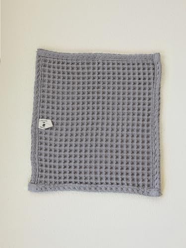 Turkish Cotton Waffle Washcloth Set of 8 - Soft Gray