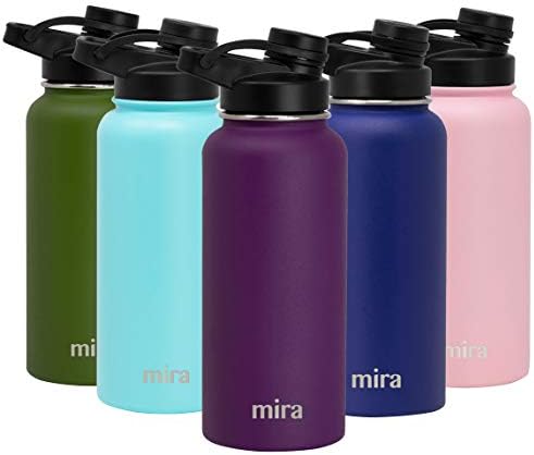 MIRA 32 oz Stainless Steel Insulated Sports Water Bottle - Hydro Metal Thermos Flask Keeps Cold for 24 Hours, Hot for 12 Hours - BPA-Free Spout Lid Cap - Iris