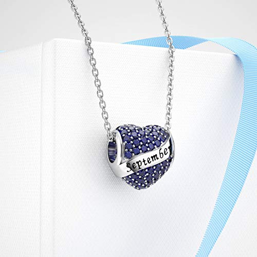 DALARAN Birthstone Charms for Charms Bracelet 925 Sterling Silver Heart Bead Happy Birthday Charms for Women4