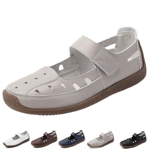 Sandales orthopédiques en cuir à bout fermé pour femme et mocassins ajourés d'été