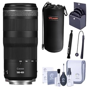 Canon RF 100-400mm f/5.6-8 is USM Lens for RF Mount | Telephoto Zoom Lens with Filter Kit (UV, CPL, ND2), Lens Case, Cap Tether, LensPen Cleaning Kit | Canon 1-Year Warranty