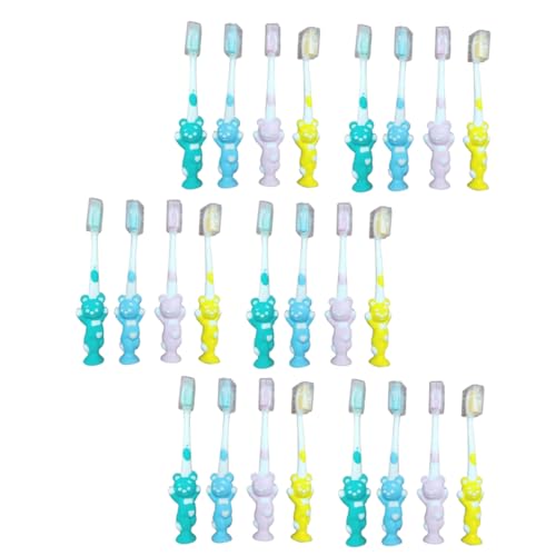 HOLIDYOYO Kid's Toothbrush Kit 24pcs U-Shaped Cartoon Toothbrushes Portable Comfortable Bamboo Brush