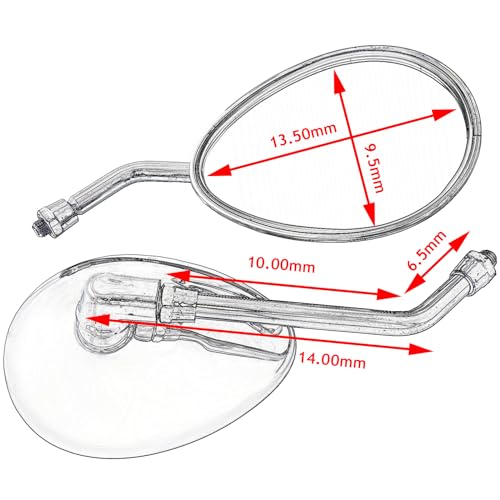 Espejos retrovisor moto universales con soporte chrome antivibración 2