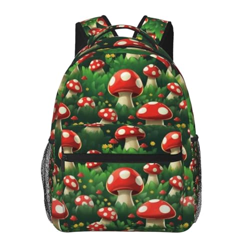 Cartoon Mushrooms Lightweight Backpack Travel Casual Bags for Women or Men 15.7 Inches