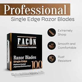 Alternative view of 100 Facón Single Edge Razor Blades for Barber Straight Razor, Straight Razor Blades for Shaving, Platinum Japanese Stainless Steel for Smooth & Precise Shave, Premium Replacement Barber Razor Blade