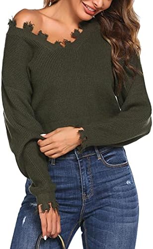HOTLOOX V Neck Sweater for Women Long 