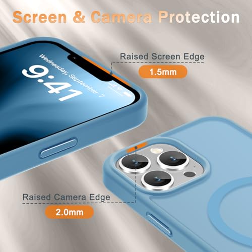Image of YENAPOON for iPhone 13 Pro Max Case, Matte Magnetic Phone Cover [with 1 Screen Protector] [Support for MagSafe] [Shockproof Military Grade Protection] Translucent Frosted Back, Lavender Purple