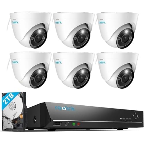REOLINK 4K 8CH PoE Security Camera System, 6X RLC-833A PoE IP Cameras Bundle with RLN8-410 NVR 8 Channel Pre-Installed 2TB HDD, Motion Spotlights, 3X