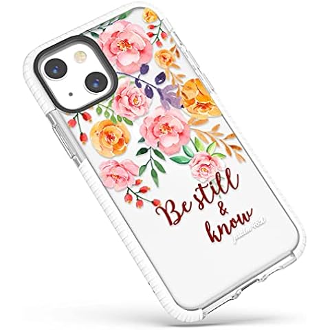 Frepstudio Cute Case Compatible for iPhone 15 Bible Verses for Girls Women,Pink Showy Peony Floral Roses Inspirational Quotes Be Still and Know Soft Protective Case Compatible with iPhone 15 Cover