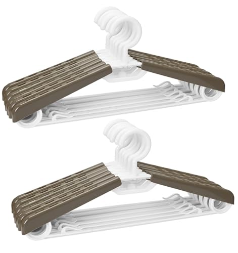 Bondream 12 Pack Plastic Clothes Hangers,Non Slip Slim Hangers for Closet, Space Saving Clothes Hangers with Pads, Easy Slide Shirt Pant Scarf Hangers for Bedroom Wardrobe