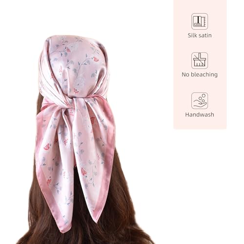 Head Scarf for Women Like Silk Scarf Hair Scarf Printed Square Scarf Bandanas for Sleeping 27 Inches2