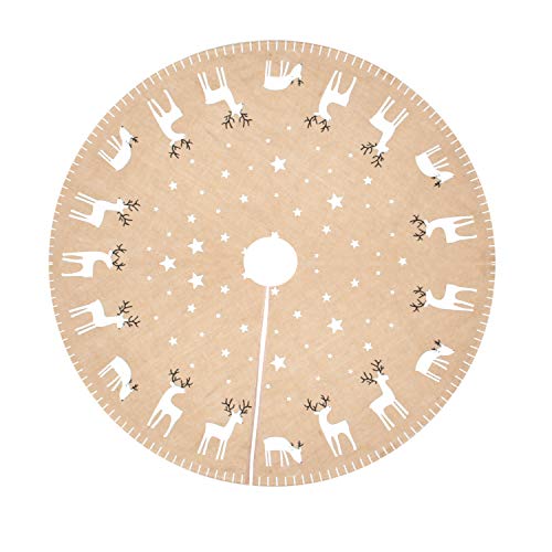 Costyleen Christmas Tree Skirt Holiday Decoations Xmas Tree Home Decor 43 inches Burlap Khaki Deer Pattern