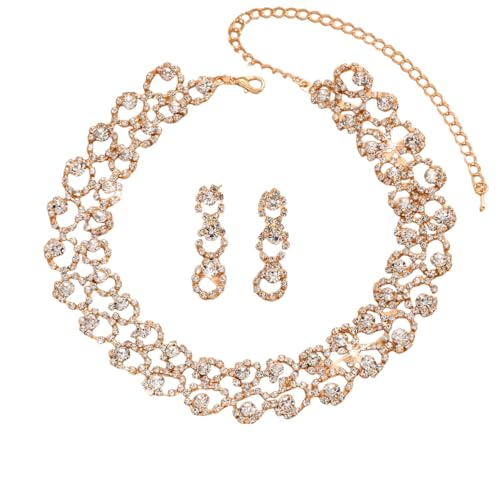 Juego de joyería para mujer con 3 piezas de collar y pendientes