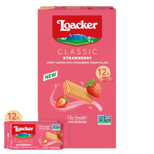 Image of Loacker Classic Strawberry Cream Wafer Cookies, 12-Pack, Non-GMO