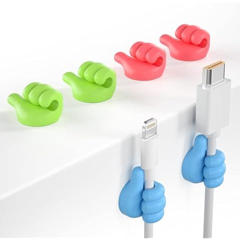 iToleeve 12Pcs Cable Clips, Fun Cord Holders, Silicone Thumb Wall Hooks, Cord Organizer for Desk Wall Car Nightstand, Cord Clips, Wire Holders, Phone USB Charger Cable Management, Key Hanger Cover