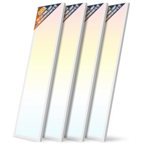 Allsmartlife 4-Pack 1x4 Led Flat Panel Light Surface Mount Ceiling Light 5CCT 3000K/3800K/4500K/5200K/6000K Dimmable 24W/30W/40W 4980LM Edge-Lit Flush Mount or Drop Ceiling for Office Kitchen