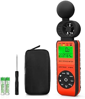 Handheld Anemometer,Indoor/Outdoor Heat Stress WBGT(Wet Bulb Globe Temperature) Meter for Wind Speed/Humidity/WBGT Alarm and Temperature (℃/℉) for HVAC Vents, Boat Sailing