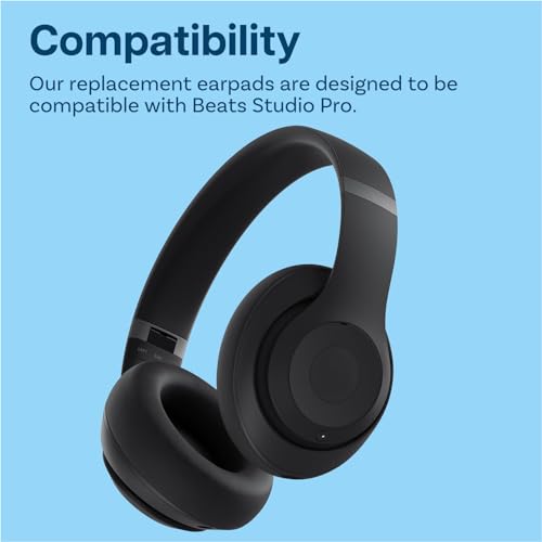 Almohadillas para auriculares de reemplazo para Beats Studio Pro inalámbricos con cancelación de ruido, de MMOBIEL – Almohadillas con espuma viscoelástica y cuero sintético de proteína PU – Aislamiento acústico – Negro miniatura 4