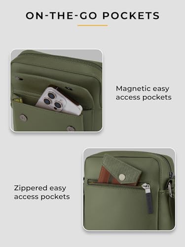 Image of EUME Packsy Sling Bag for Men & Women | Vegan Leather Crossbody Travel Bag | Magnetic Easy Access Pockets | Lightweight 3L Daily Use Bag