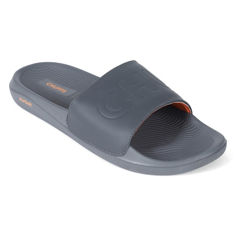 Image of CHUPPS Pure Black Drift Orthopedic Slippers | Soft Footpharma Footbed | Breathable Ventilation Holes | Lightweight Flip Flops | Anti-Skid Chappals for Everyday For Mens