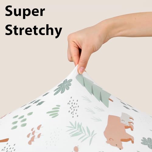 Baby Crib Sheets for Boys and Girls, 3 Pack Fitted Crib Sheets Neutral for 52”x28” Standard Crib and Toddler Mattresses, Ultra Soft & Silky Smooth Microfiber Green Forest Bear