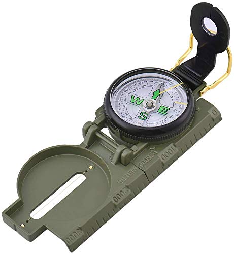 Brújula plegable metálica verde ejército resistente al agua miniatura 3