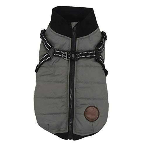 Hundemantel wasserdichte Jacke mit Harness Verdickung Warme Welpen Gepolsterte Puffer Weste Winddichte Hundekleidung für kleine mittelgroße Hunde Cover