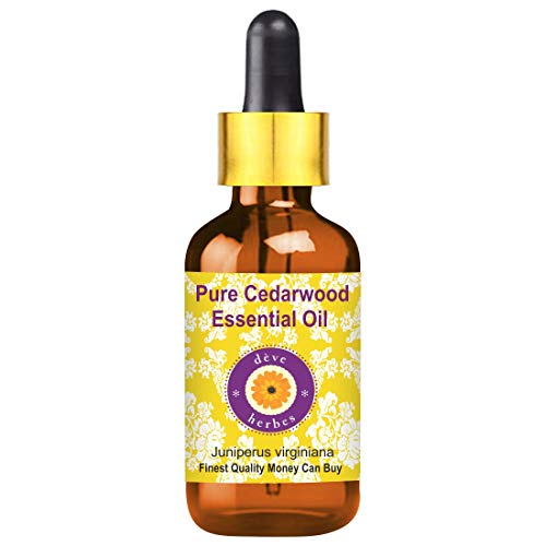 Image of Deve Herbes Cedarwood Essential Oil (Juniperus Virginiana) with Glass Dropper Pure | Non-Sticky | Non-greasy | Lightweight | Men & Women | All Skin Types | Steam Distilled 30ml