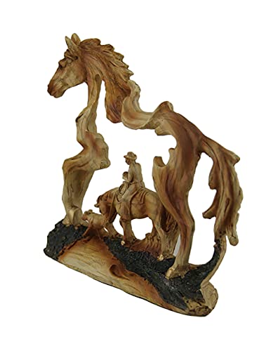Estatua Western de Vaquero y Caballo de Resina miniatura 2