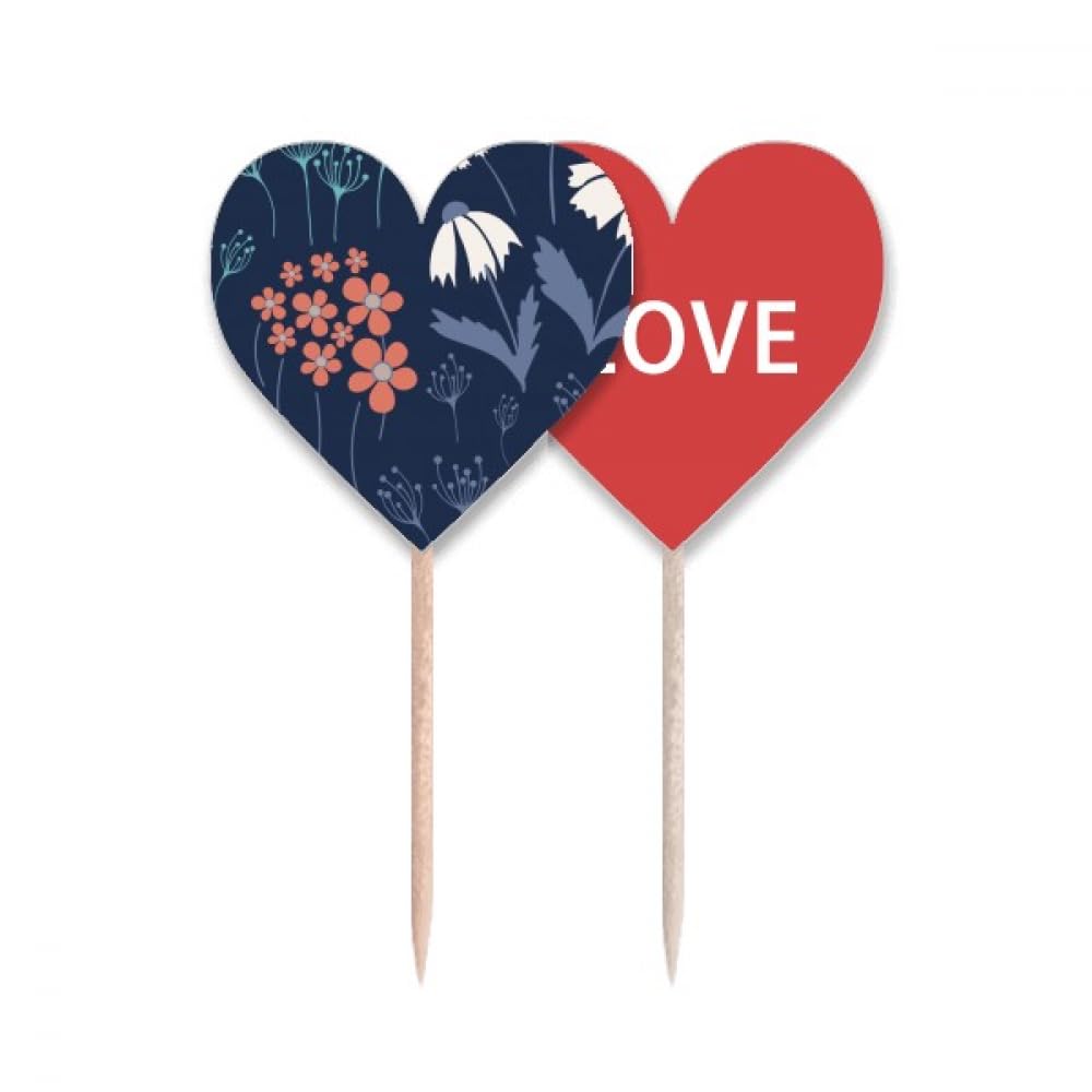 Cure-dents cœur bleu poudré à motif floral pour composer vos coffrets cadeaux invités